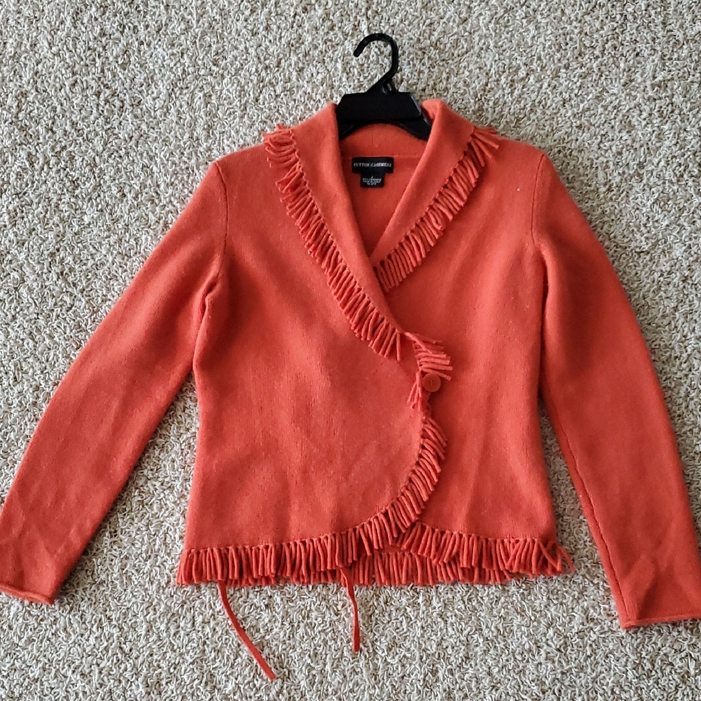 Sutton Cashmere Orange Cardigan